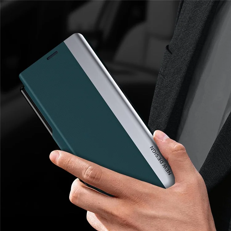 Para Samsung Galaxy Z Fold5 5G Funda a prueba de golpes de piel sintética + PC Cubierta del teléfono con Lápiz - Verde