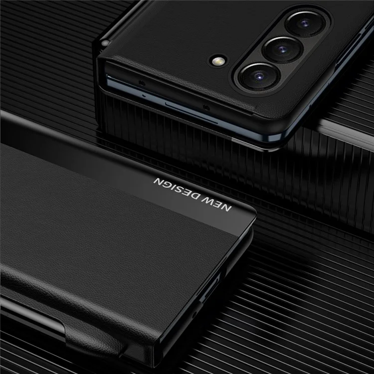 Para Samsung Galaxy Z Fold5 5G Funda a prueba de golpes de piel sintética + PC Cubierta del teléfono con Lápiz - Verde