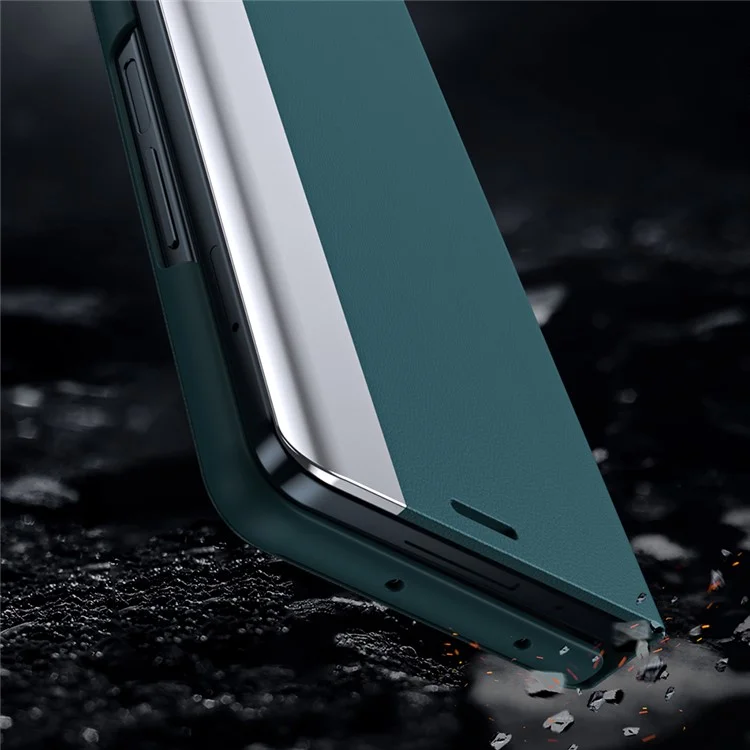 Para Samsung Galaxy Z Fold5 5G Funda a prueba de golpes de piel sintética + PC Cubierta del teléfono con Lápiz - Verde