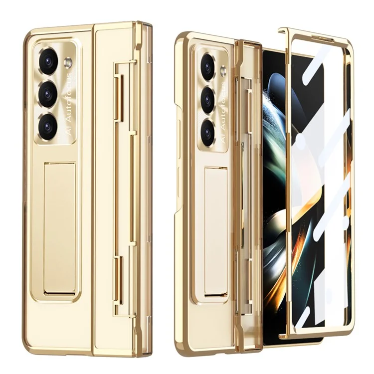 Для Samsung Galaxy Z Fold5 5G Kickstand PC Case Shockproof Folding Phone Cover - Gold
