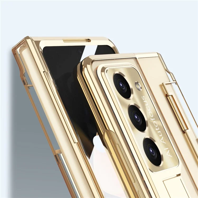 Для Samsung Galaxy Z Fold5 5G Kickstand PC Case Shockproof Folding Phone Cover - Gold