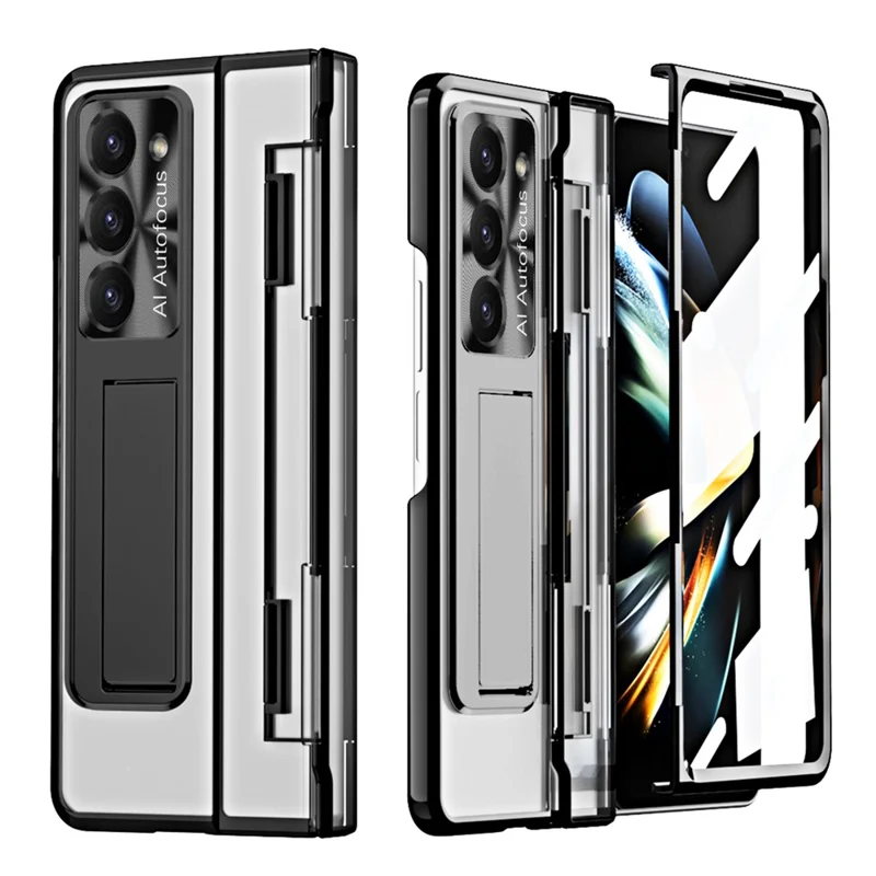 For Samsung Galaxy Z Fold5 5G Kickstand PC Case Shockproof Folding Phone Cover - Black