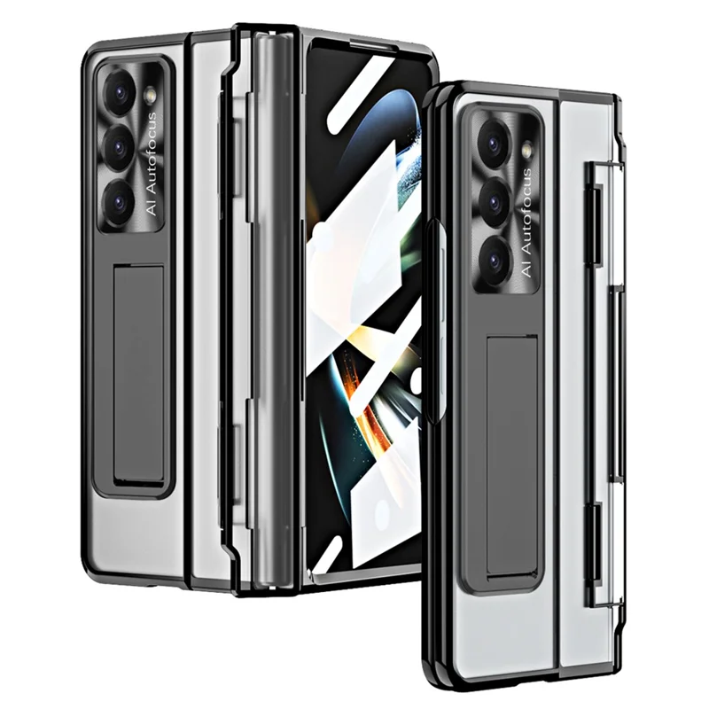 For Samsung Galaxy Z Fold5 5G Kickstand PC Case Shockproof Folding Phone Cover - Black