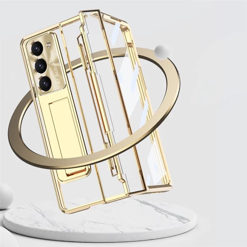 For Samsung Galaxy Z Fold5 5G Kickstand PC Case Shockproof Folding Phone Cover - Black