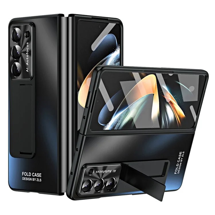 Para Samsung Galaxy Z Fold5 5G Hard PC Kickstand Case Shockproof AG Matte Phone Cover - Preto