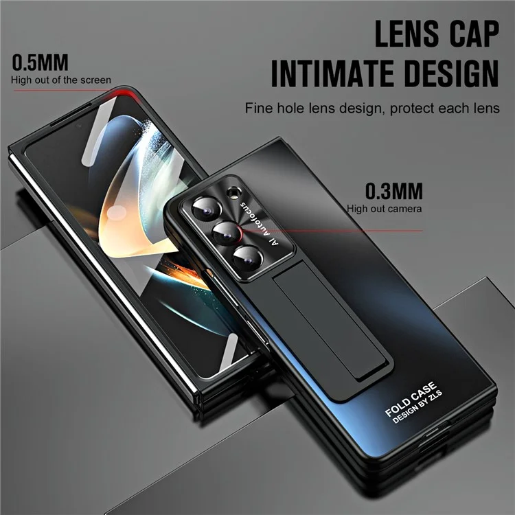 Para Samsung Galaxy Z Fold5 5G Hard PC Kickstand Case Shockproof AG Matte Phone Cover - Preto