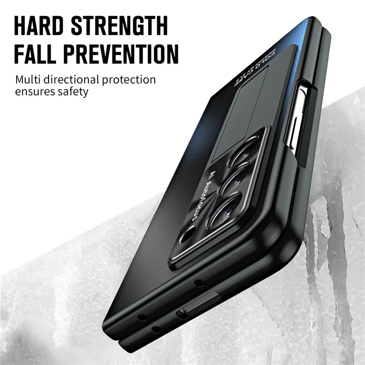 Para Samsung Galaxy Z Fold5 5G Hard PC Kickstand Case Shockproof AG Matte Phone Cover - Preto