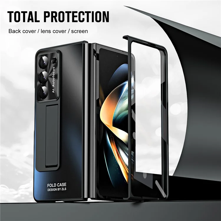 Para Samsung Galaxy Z Fold5 5G Hard PC Kickstand Case Shockproof AG Matte Phone Cover - Preto