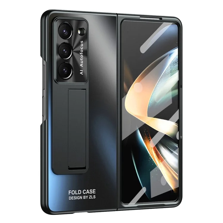 Para Samsung Galaxy Z Fold5 5G Hard PC Kickstand Case Shockproof AG Matte Phone Cover - Preto
