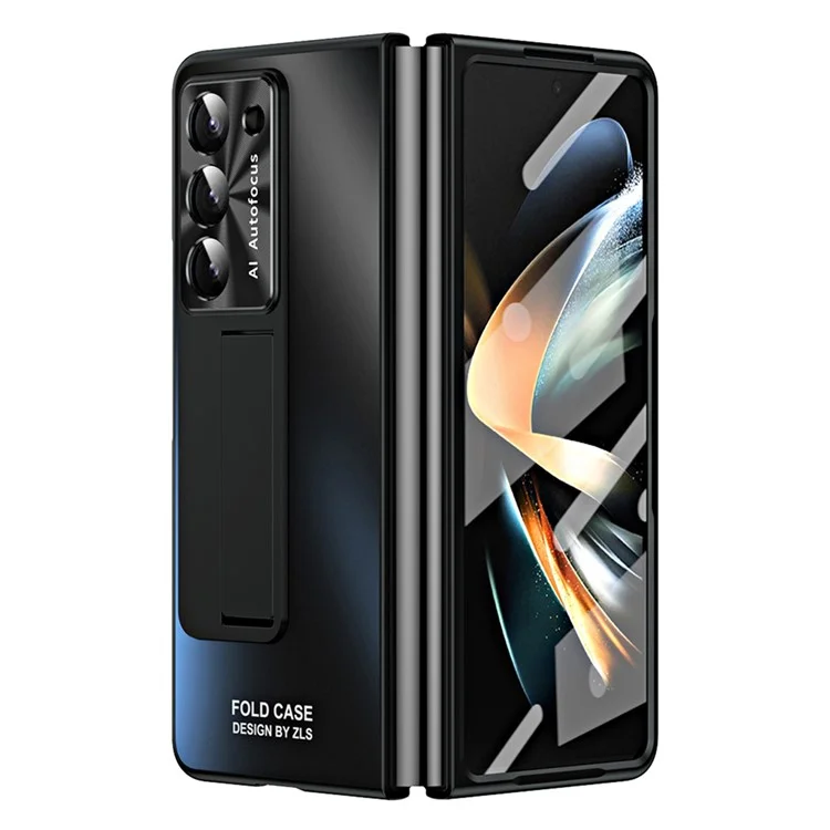 Para Samsung Galaxy Z Fold5 5G Hard PC Kickstand Case Shockproof AG Matte Phone Cover - Preto