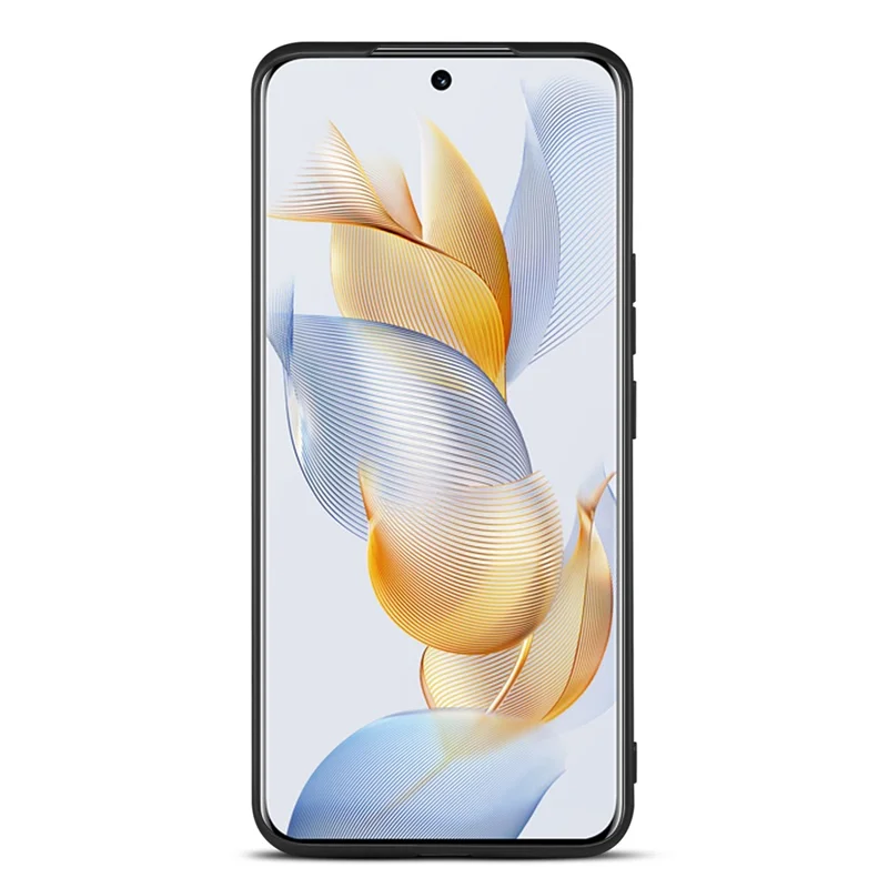 DENIOR PU Leather Coated TPU Cover для Honor 90 Kickstand Card Holder Anti-drop Phone Case - Brown
