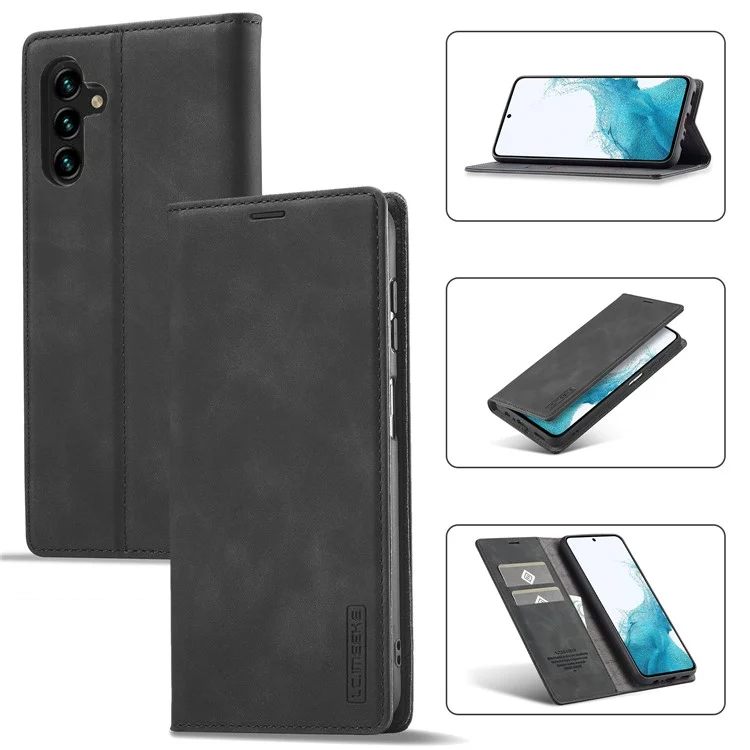 LC.IMEEKE Per Samsung Galaxy A24 4G (162,1 x 77,6 x 8,3 mm) Custodia flip in pelle sintetica con portafoglio e supporto - Nero