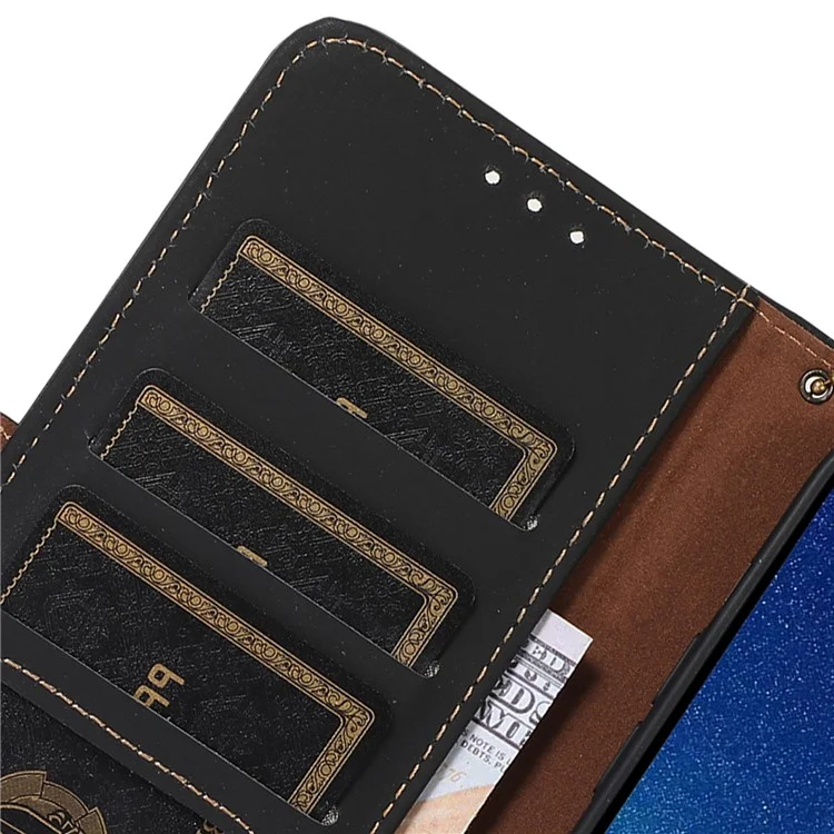 For OnePlus Nord 3 5G / Ace 2V Wallet Phone Case Genuine Cow Leather RFID Blocking Stand Cover - Black