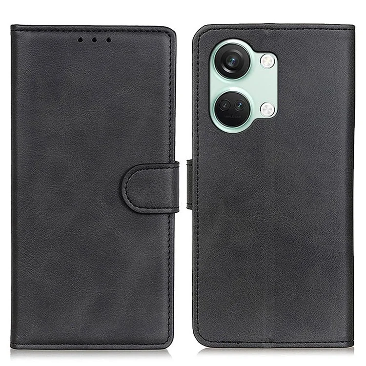 OnePlus Ace 2V / Nord 3 5G Custodia in pelle di mucca Texture Custodia in pelle PU con supporto pieghevole - Nero