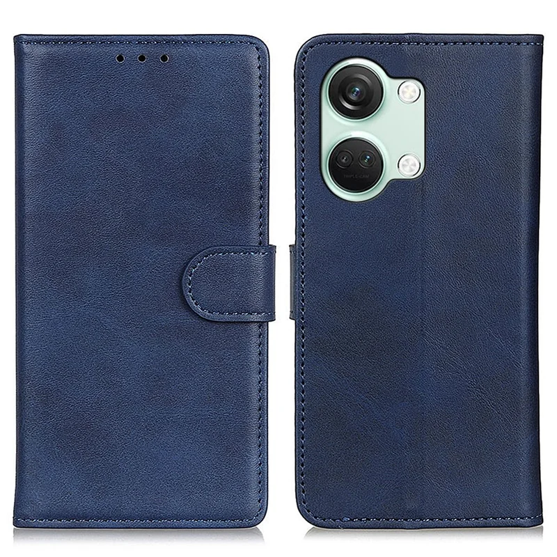 OnePlus Ace 2V / Nord 3 5G Cowhide Texture Phone Case PU Leather Foldable Stand Wallet Cover - Blue