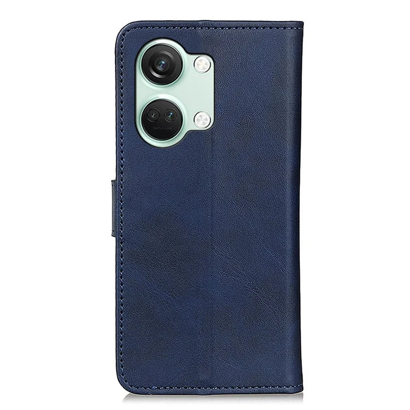 OnePlus Ace 2V / Nord 3 5G Cowhide Texture Phone Case PU Leather Foldable Stand Wallet Cover - Blue