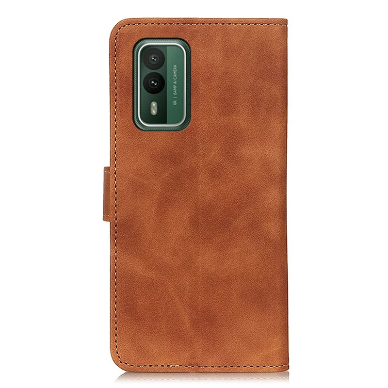 KHAZNEH For Nokia XR21 Retro Magnetic Clasp Phone Case PU Leather Wallet Stand Cover - Brown