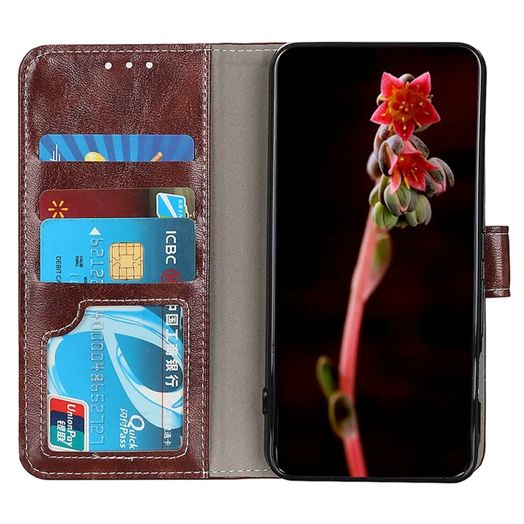 Para Nokia XR21 Leather Wallet Phone Case Retro Crazy Horse Texture Anti-drop Stand Shell - Marrom