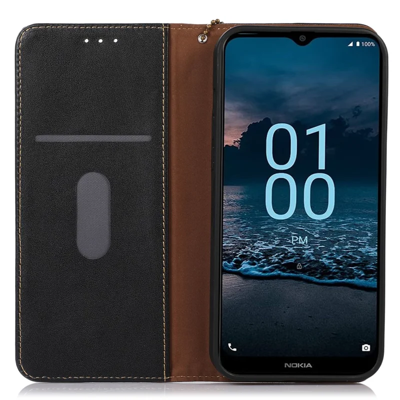 KHAZNEH voor Nokia XR21 Echt Rundleer Hoesje met RFID-blokkering Portemonnee Staander Telefoonhoes - Zwart