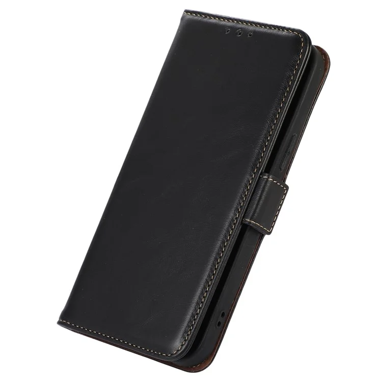 Per Nokia XR21 Crazy Horse Texture Phone Case Genuine Cow Leather RFID Blocking Wallet Stand Cover - Nero