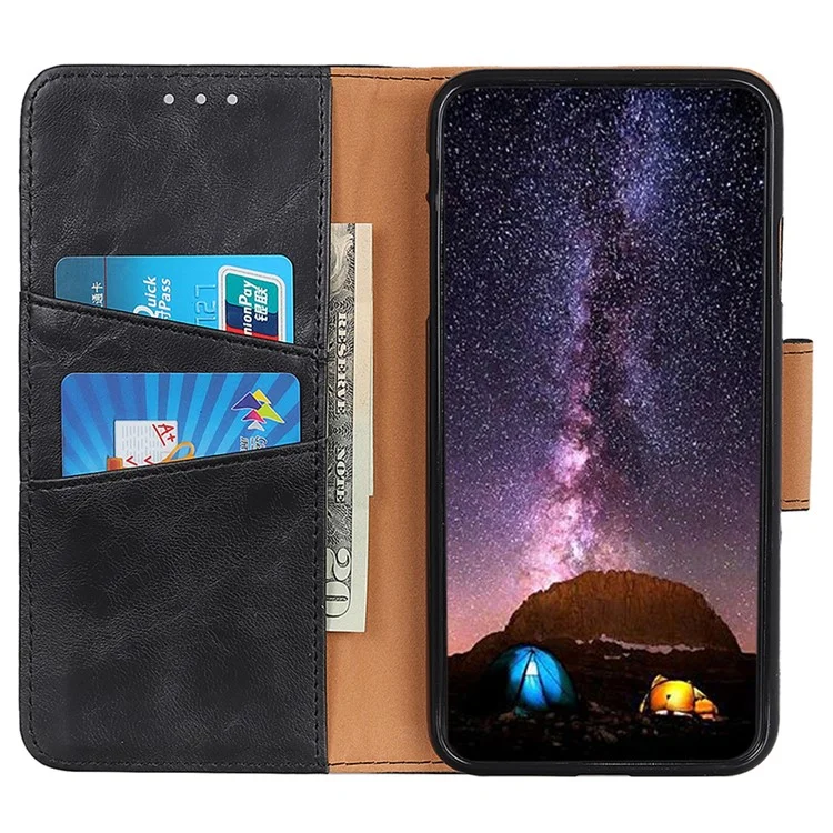 For OnePlus Nord 3 5G / Ace 2V Crazy Horse Texture Split Leather Phone Case Stand Phone Wallet Cover - Black
