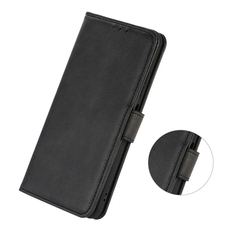 Funda de teléfono de pie para OnePlus Nord 3 5G / Ace 2V, Cartera de Piel de Vaca Texture PU Leather - Negro