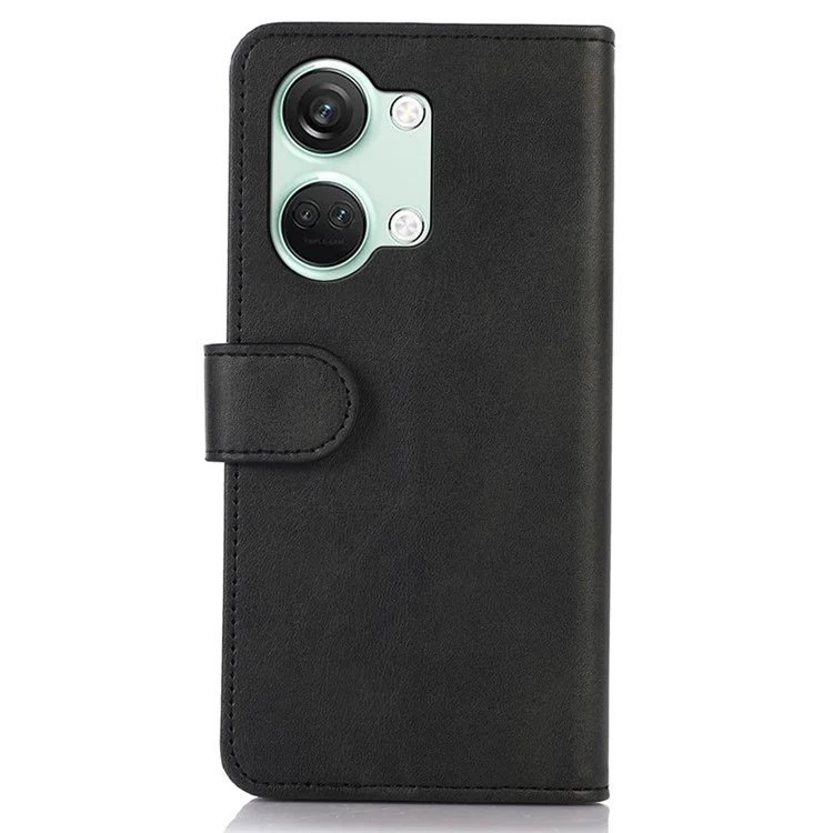 Funda de teléfono de pie para OnePlus Nord 3 5G / Ace 2V, Cartera de Piel de Vaca Texture PU Leather - Negro