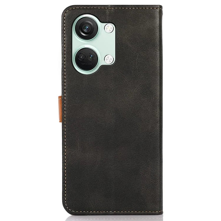 KHAZNEH Per OnePlus Nord 3 5G / Ace 2V Custodia in pelle di mucca texture Custodia per telefono PU Supporto per telefono Custodia portafoglio - Nero