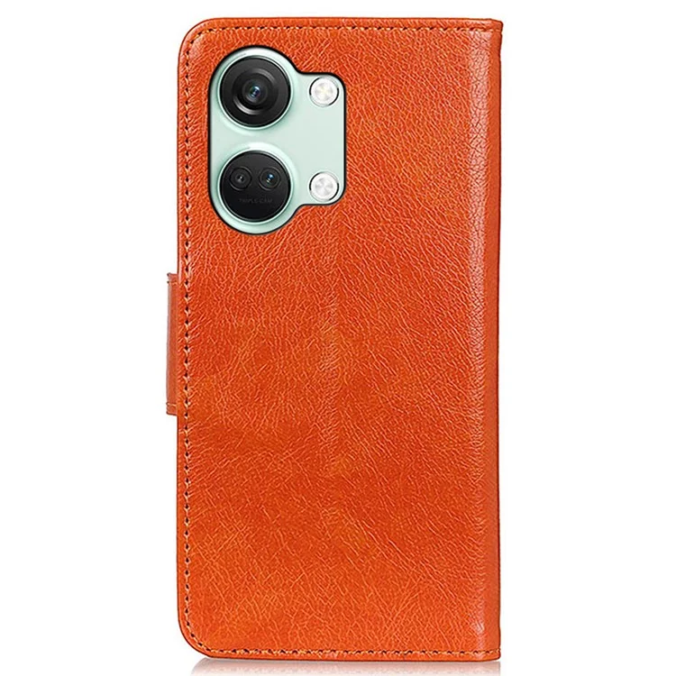 For OnePlus Nord 3 5G / Ace 2V Phone Case Nappa Texture Cover  Stand Anti-fall Split Leather Wallet - Orange