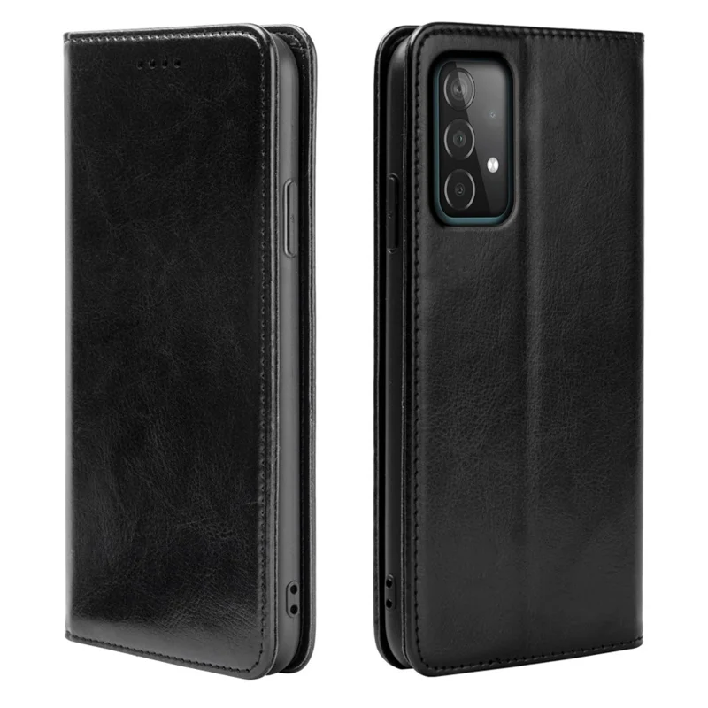 Für Samsung Galaxy A52 5G / A52s 5G / A52 4G Wallet Case Crazy Horse Textur Anti-drop PU Leder Stand Cover - Schwarz