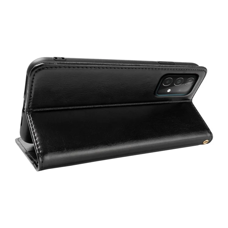 Para Samsung Galaxy A53 5G Anti-Scratch PU Leather Stand Case Slim-Fit Crazy Horse Texture Wallet Case - Preto