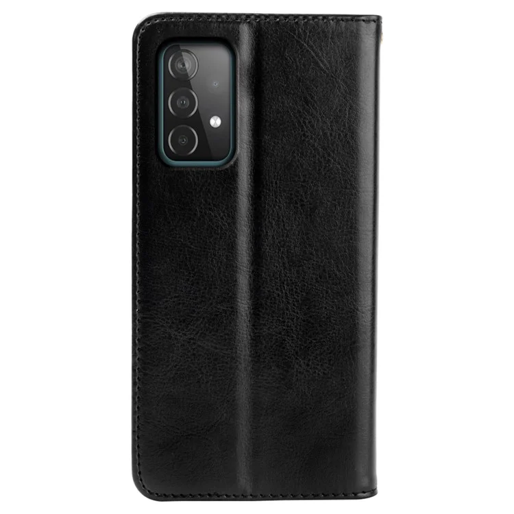 Para Samsung Galaxy A53 5G Anti-Scratch PU Leather Stand Case Slim-Fit Crazy Horse Texture Wallet Case - Preto