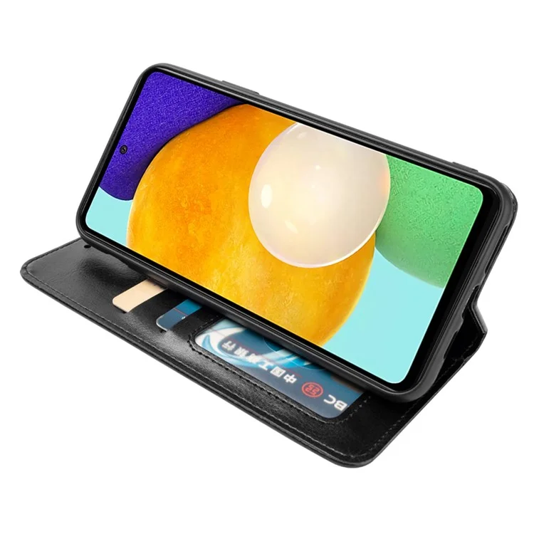 Para Samsung Galaxy A23 4G / A23 5G (Versão Global) Crazy Horse Texture Phone Case Wallet Drop Protection Magnetic PU Leather Stand Cover - Preto