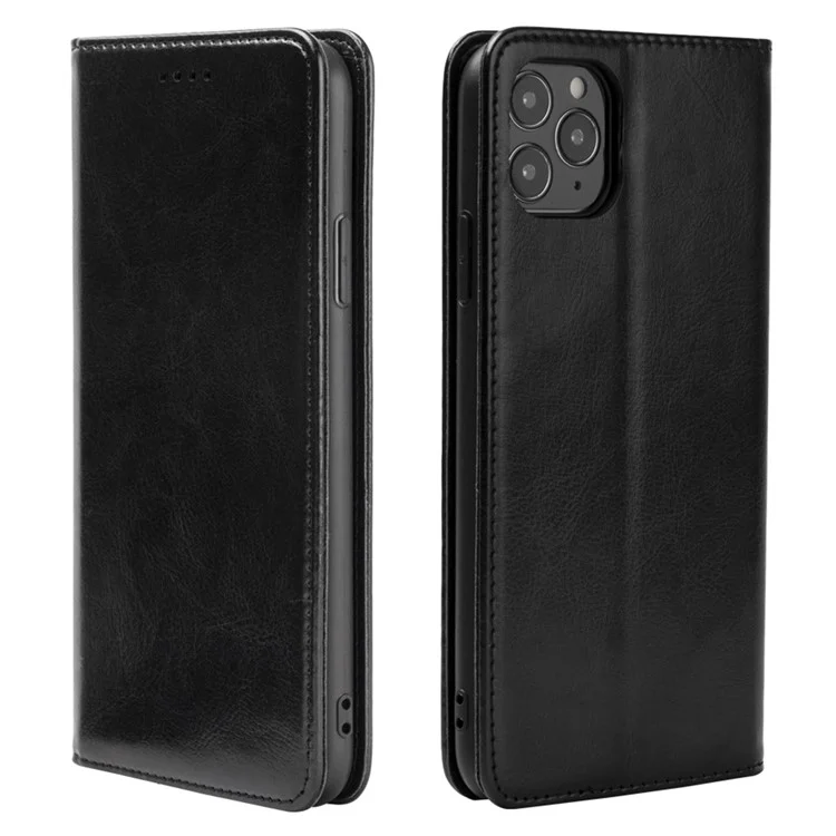 Für iPhone 13 Pro Anti-Scratch Wallet Phone Case Crazy Horse TexturePU Leder+TPU Phone Shell Stand Cover - Schwarz