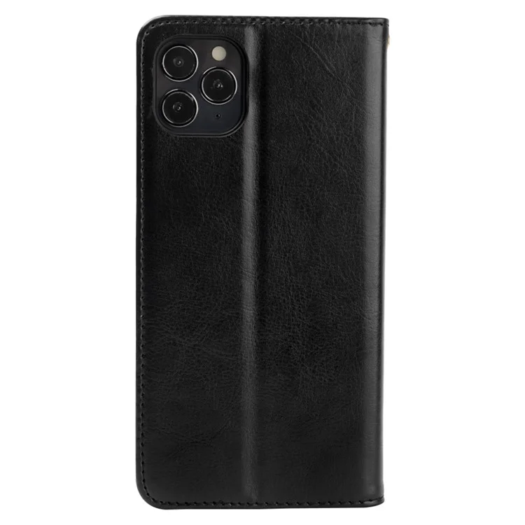 Für iPhone 13 Pro Anti-Scratch Wallet Phone Case Crazy Horse TexturePU Leder+TPU Phone Shell Stand Cover - Schwarz