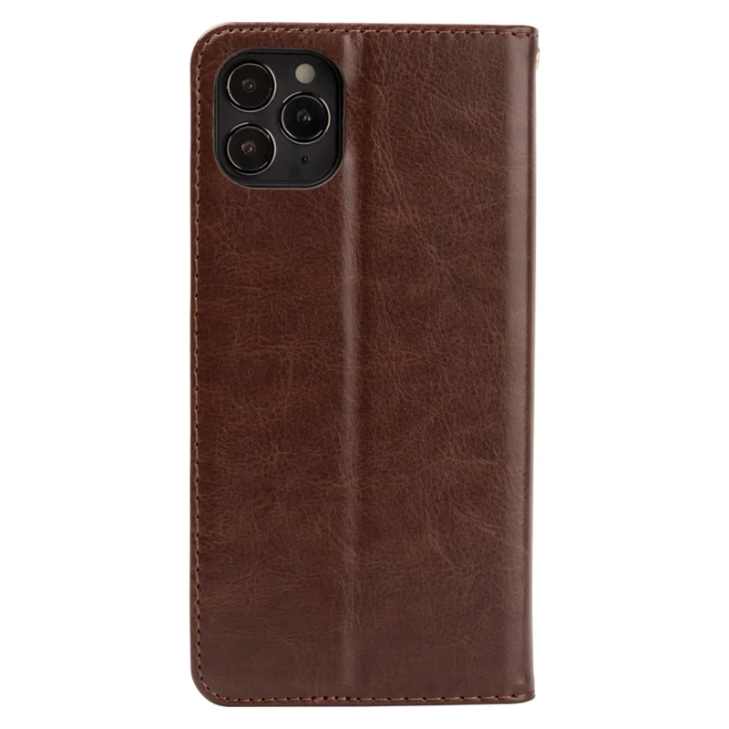 Funda de Teléfono Magnética de Cartera para iPhone 13 Pro Max, Textura de Piel de Caballo Loco a Prueba de Polvo de Cuero PU con Soporte - Marrón