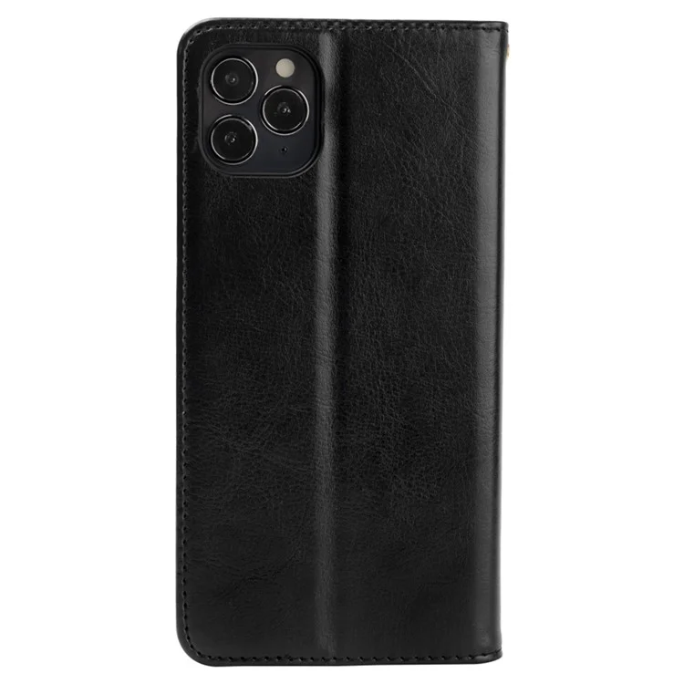 Для iPhone 12 / 12 Pro Crazy Horse Texture Wallet Phone Case Anti-Scratch PU Leather Stand Smartphone Cover - Black