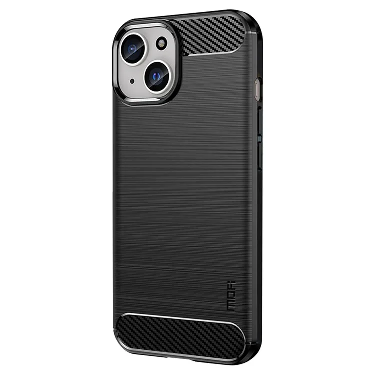 MOFI JK TPU Series-1 Carbon Fiber Texture TPU Case for iPhone 15 , Brushed Anti-scratch Phone Cover - Black