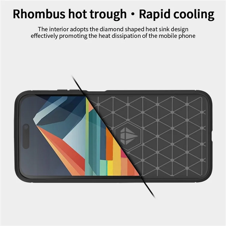 MOFI JK TPU Series-1 Carbon Fiber Texture TPU Case for iPhone 15 , Brushed Anti-scratch Phone Cover - Black