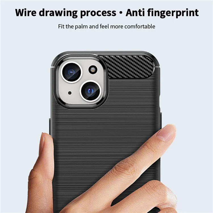 MOFI JK TPU Series-1 Carbon Fiber Texture TPU Case for iPhone 15 , Brushed Anti-scratch Phone Cover - Black