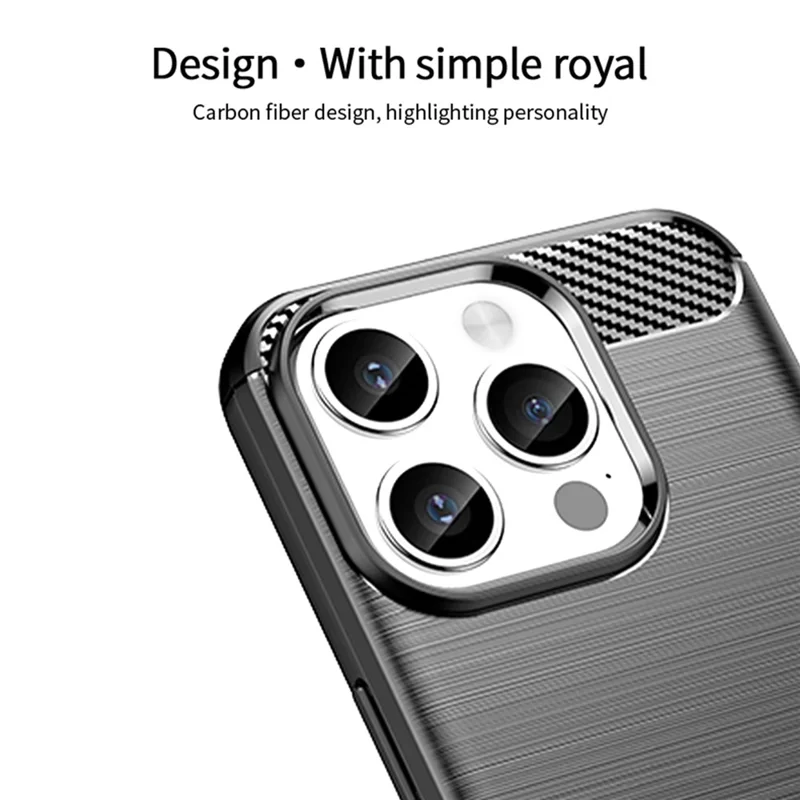 MOFI JK TPU Series-1 for iPhone 15 Pro Max Brushed Phone Case Carbon Fiber Anti-drop TPU Back Cover - Black