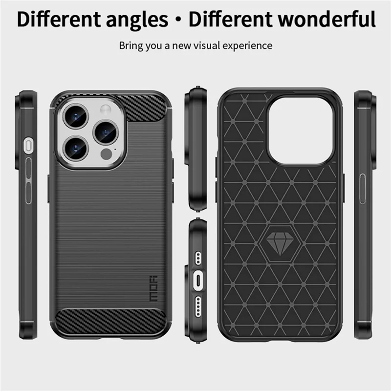 MOFI JK TPU Series-1 for iPhone 15 Pro Max Brushed Phone Case Carbon Fiber Anti-drop TPU Back Cover - Black