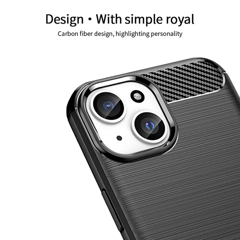 MOFI JK TPU Series-1 for iPhone iPhone 15 Plus TPU Phone Case Carbon Fiber Anti-scratch Brushed Phone Cover - Black