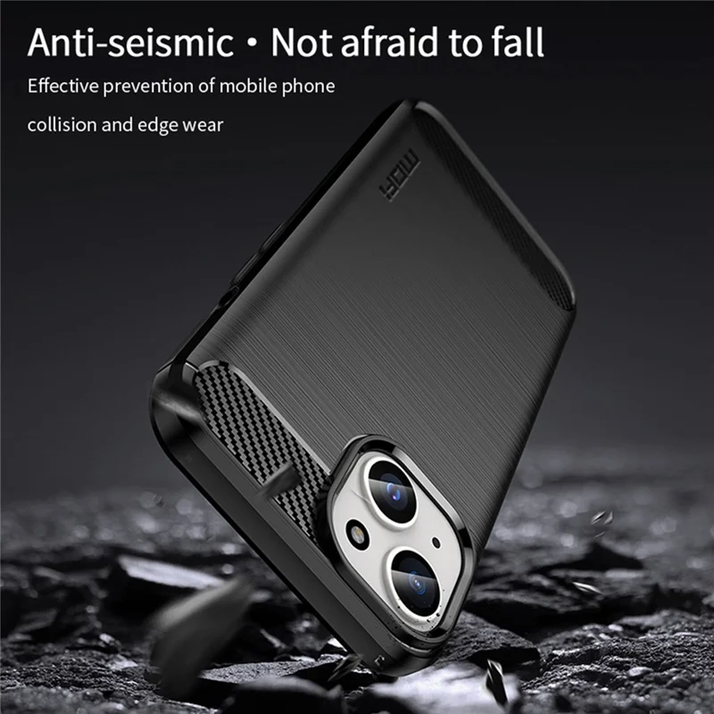 MOFI JK TPU Series-1 for iPhone iPhone 15 Plus TPU Phone Case Carbon Fiber Anti-scratch Brushed Phone Cover - Black