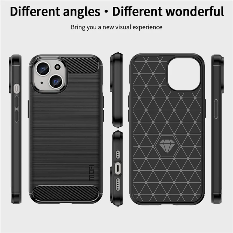 MOFI JK TPU Series-1 for iPhone iPhone 15 Plus TPU Phone Case Carbon Fiber Anti-scratch Brushed Phone Cover - Black