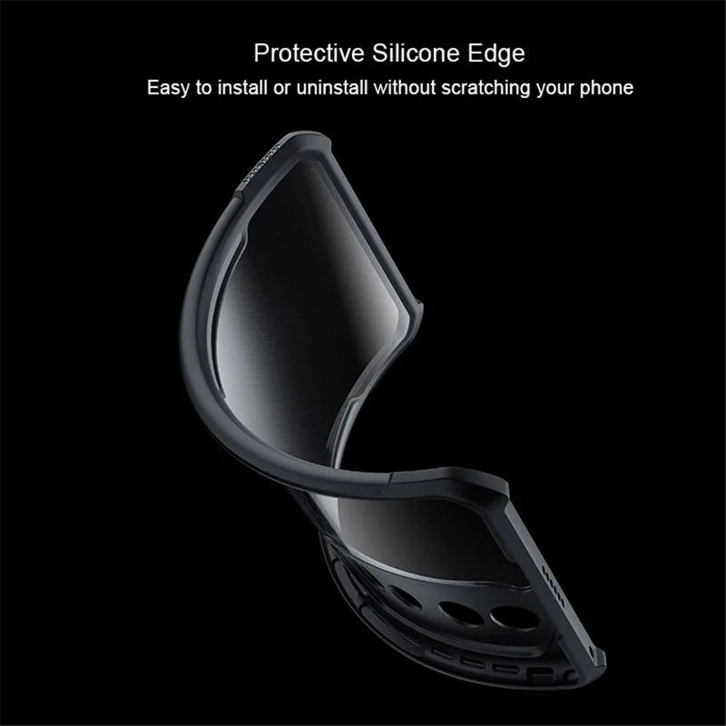 XUNDD For Honor 90 Pro Phone Protective Case Acrylic+TPU Shockproof Phone Cover - Black / Laser Texture