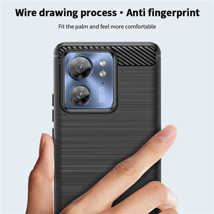 MOFI JK TPU Série-1 pour Motorola Edge 40 5G Étui en TPU Fibre de Carbone Brossé Protecteur de Téléphone - Noir