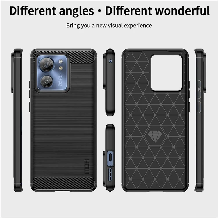 MOFI JK TPU Série-1 pour Motorola Edge 40 5G Étui en TPU Fibre de Carbone Brossé Protecteur de Téléphone - Noir