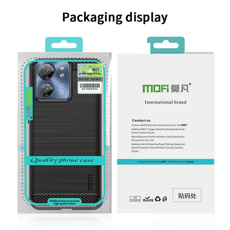 MOFI JK TPU Série-1 pour Motorola Edge 40 5G Étui en TPU Fibre de Carbone Brossé Protecteur de Téléphone - Noir