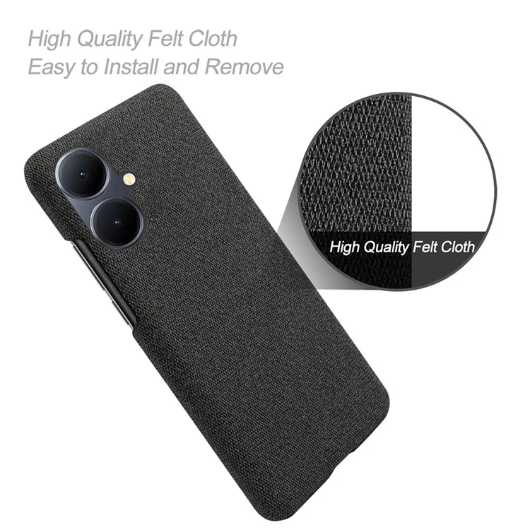 Für vivo Y78+ 5G Cloth+Hard PC Phone Case Anti-Scratch Stoßfest Cover - Schwarz